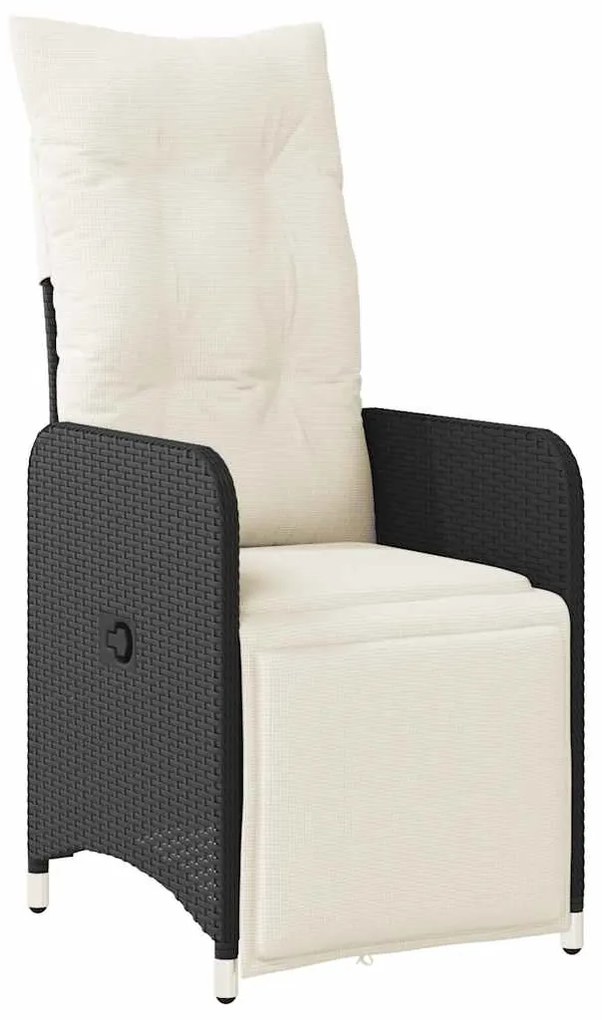 3 pcs conjunto bistrô de jardim c/ almofadões vime PE preto