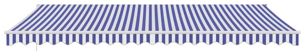 Toldo retrátil 5x3 m tecido e alumínio azul e branco