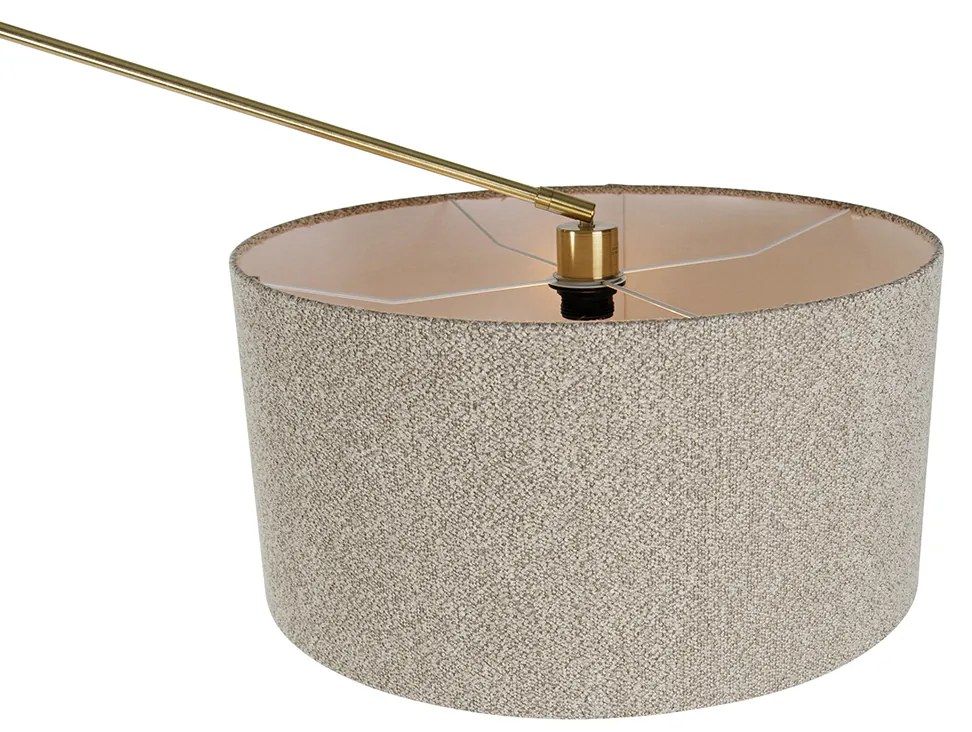 Candeeiro de pé dourado com abajur em bouclé castanho 50 cm regulável - Editor Design,Moderno