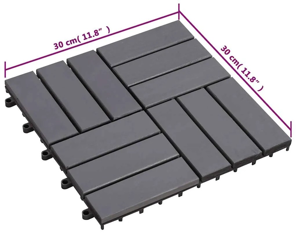 Ladrilhos de terraço 10 pcs 30x30 cm acácia maciça cinzento