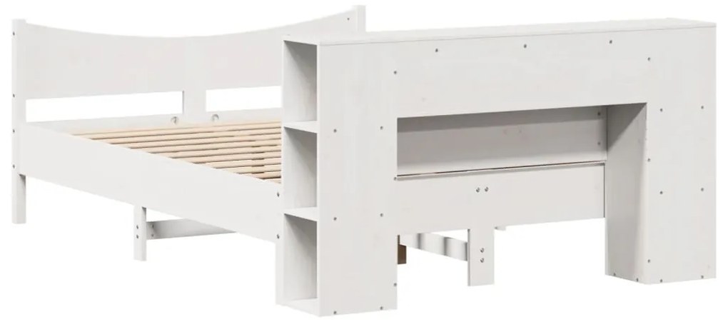 Cama sem colchão 140x200 cm madeira de pinho maciça branco