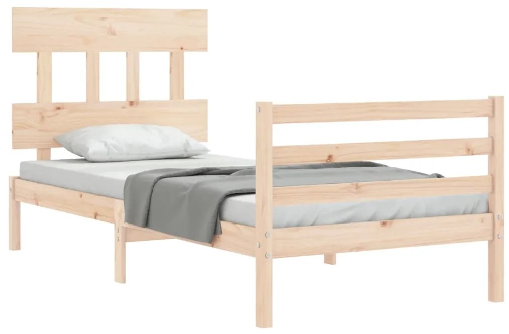 Estrutura de cama com cabeceira 90x200 cm madeira maciça