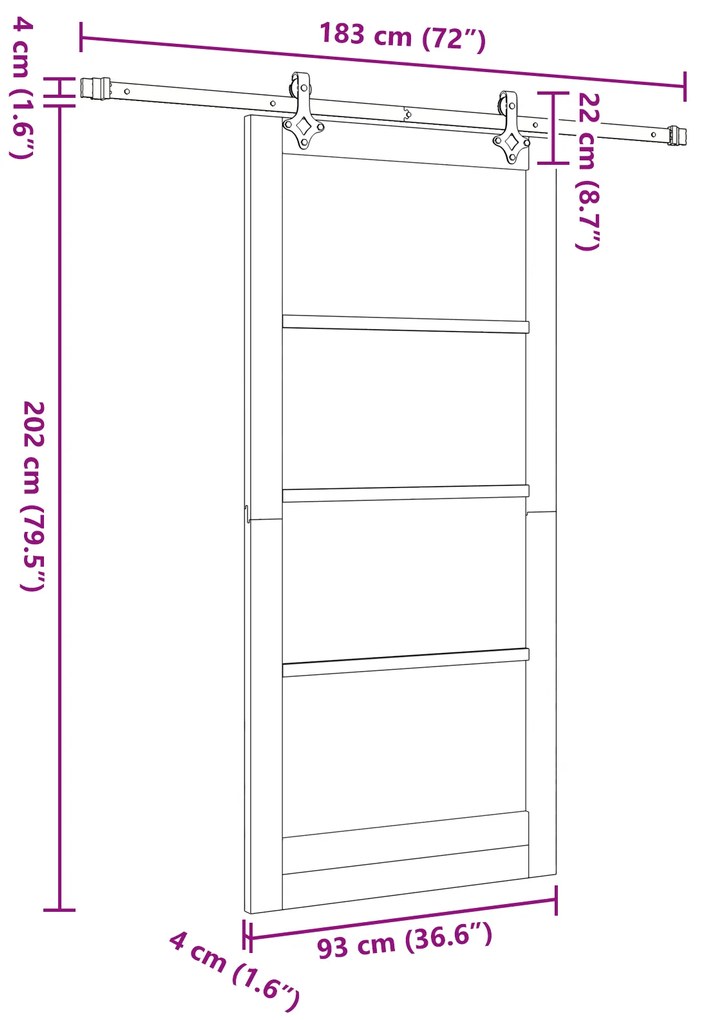 Porta Deslizante vidaXL com Conjunto de Hardware Branca 93x202 cm Made