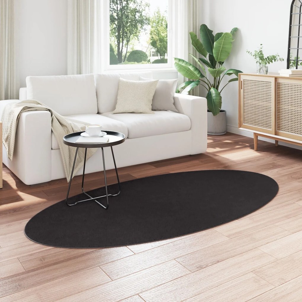 Tapete vidaXL "HUARTE" Preto 100x200 cm Oval