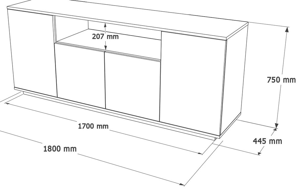 Console FR15 – Atlantic Pine White – 180x75x44,5 cm