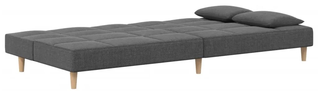 Sofá-cama 2 lugares com duas almofadas tecido cinzento-claro