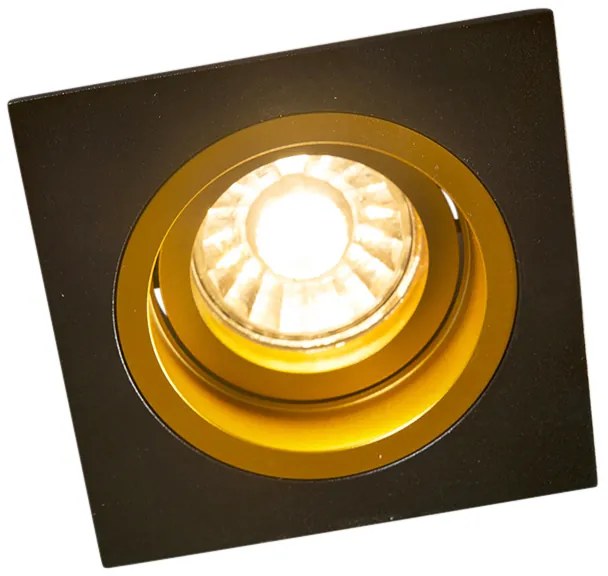 LED Foco embutido inteligente preto com quadrado dourado incl. Wifi GU10 - Chuck Moderno