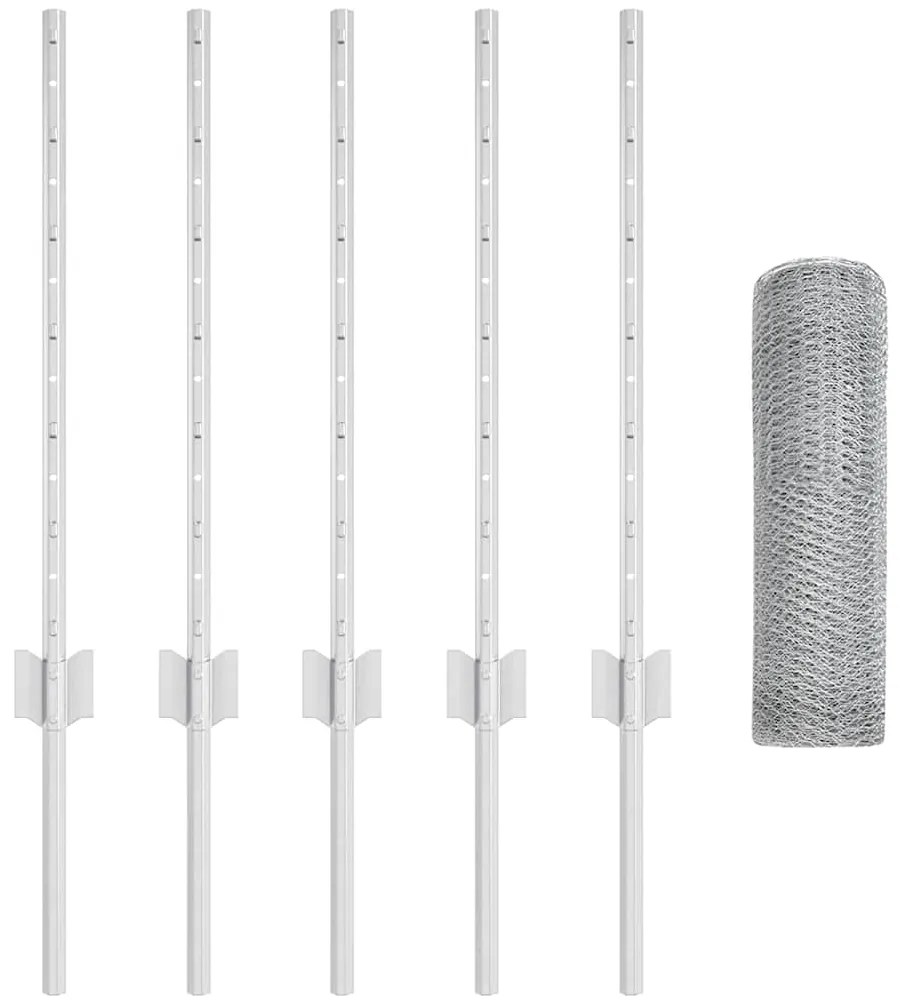 Postes de Cerca vidaXL 5 pcs U-Channel 60 cm Aço Galvanizado