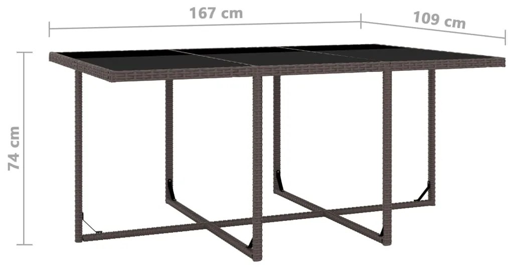 11 pcs conjunto jantar exterior com almofadões vime PE castanho
