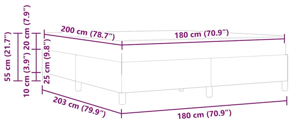 Estrutura da Cama Branco e Cinza Claro 180 x 200 cm Veludo