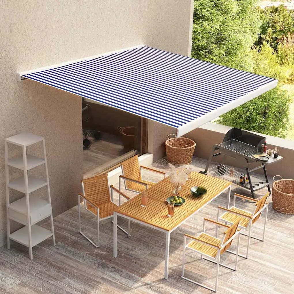 vidaXL Lona para toldo azul e branco 400x300 cm