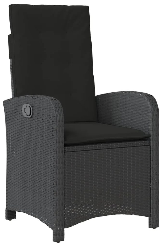 4 pcs conjunto de jardim p/ jardim c/ almofadões vime PE preto