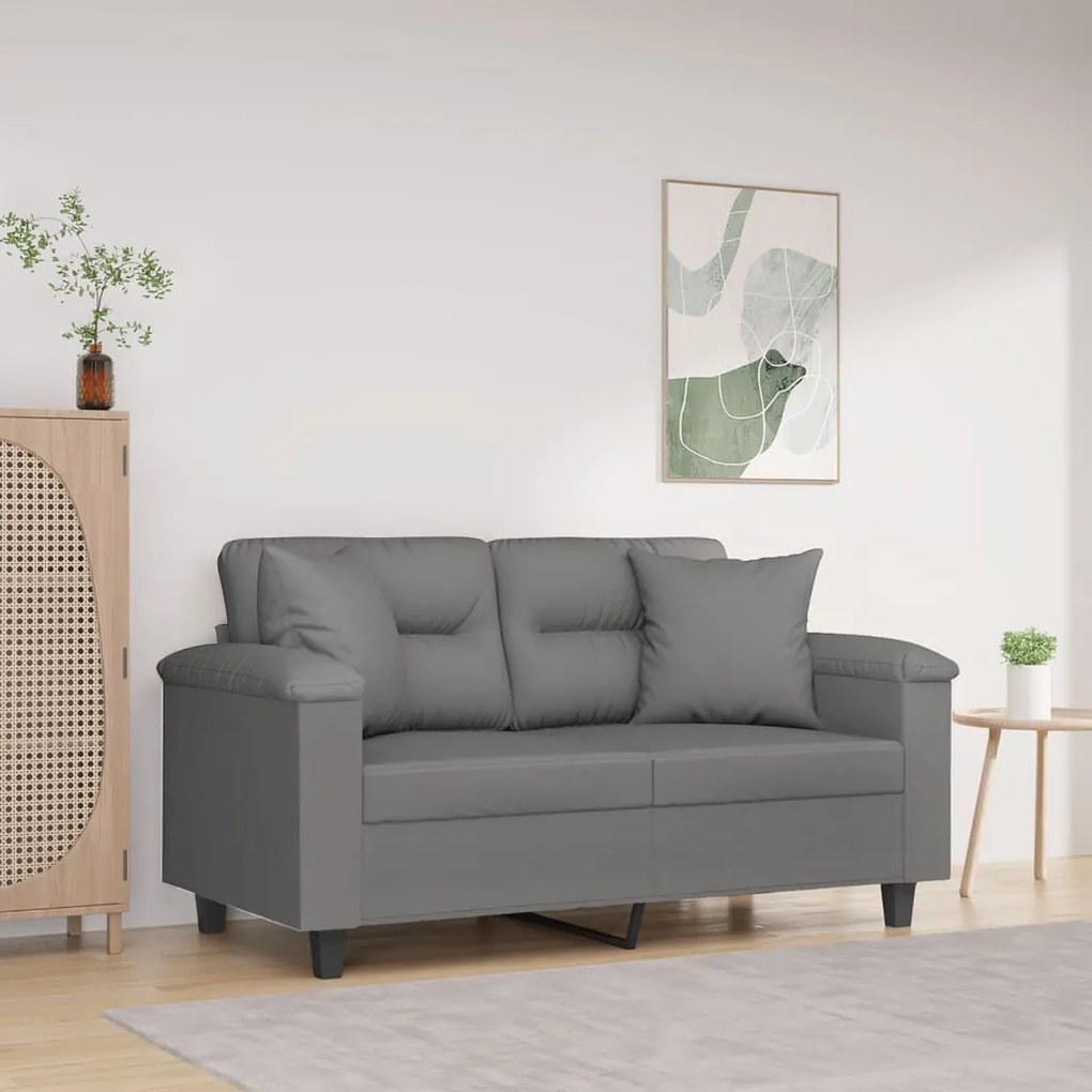 vidaXL Sofá 2 lugares c/ almofadas 120 cm microfibra cinzento-escuro