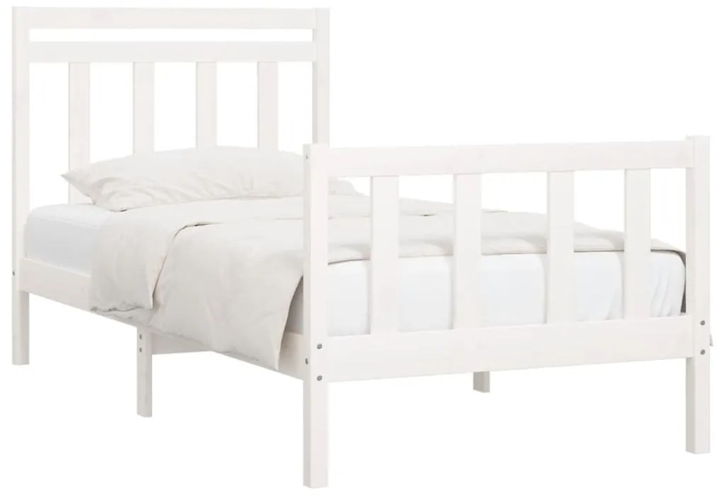 Estrutura de cama 100x200 cm pinho maciço branco