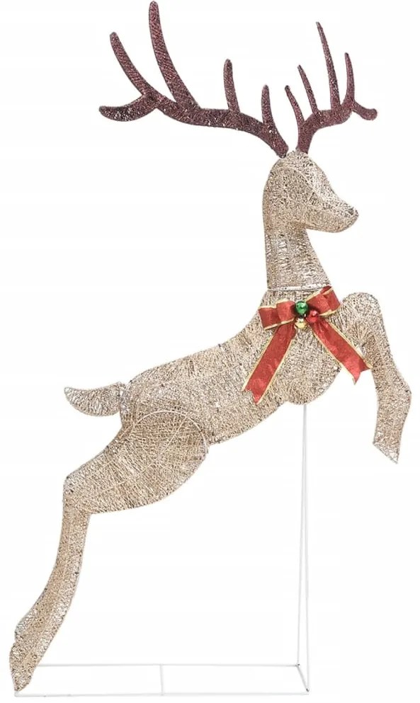Rena voadora de Natal decorativa 120 LEDs branco quente dourado