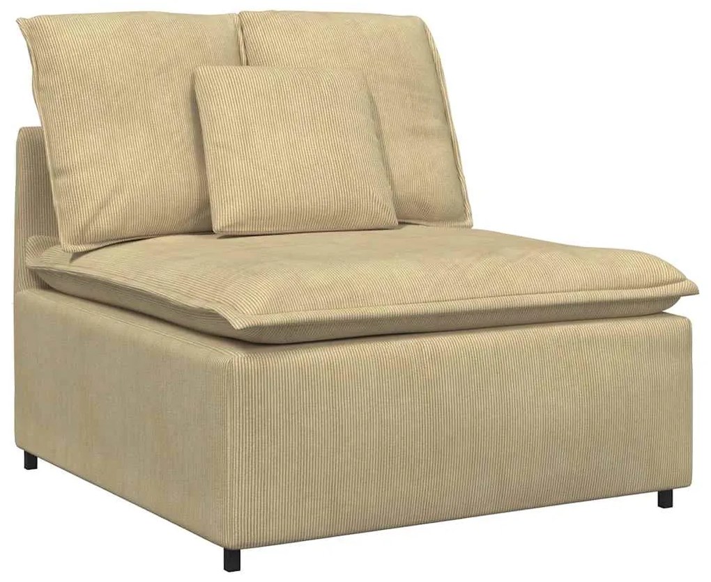 Sofá modular com pufes e almofadas tecido corduroy