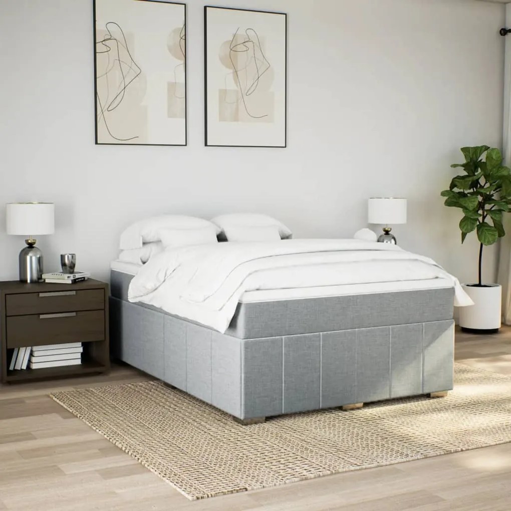 Cama com molas/colchão 140x200 cm tecido cinzento-claro