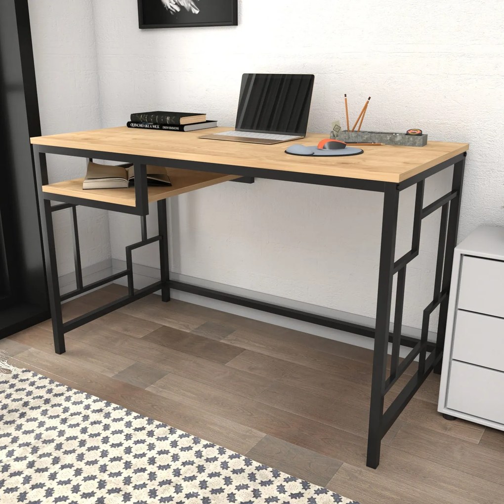 Secretária de Estudo Kennesaw – Preto Carvalho – 120x60x74,8 cm
