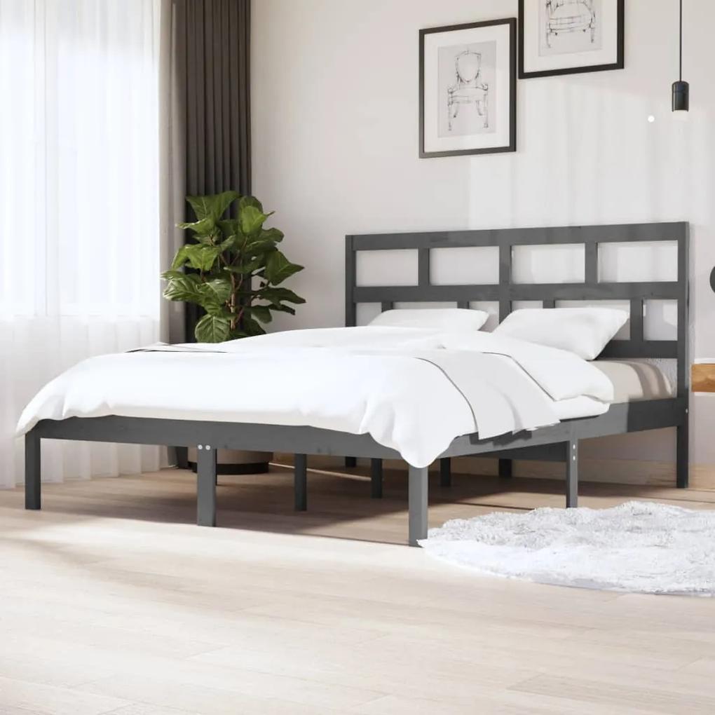 3101235 vidaXL Estrutura de cama super king 180x200 cm madeira maciça cinza