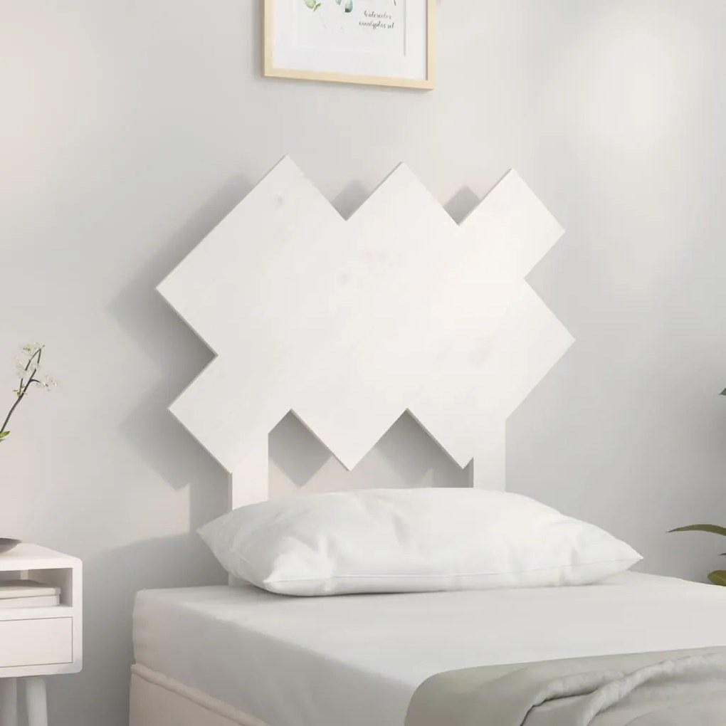 vidaXL Cabeceira de cama 72,5x3x81 cm pinho maciço branco