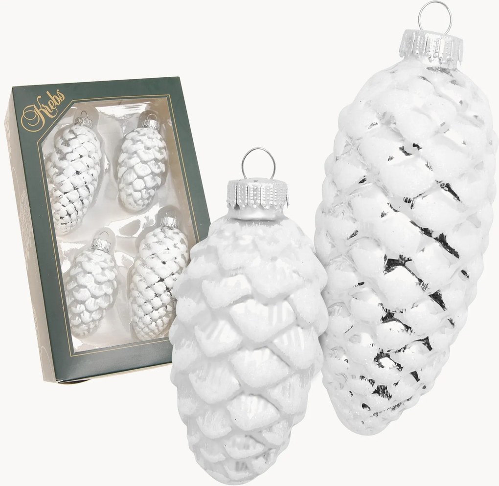 Ornamentos de Natal pintados à mão Pinecone, conjunto de 4