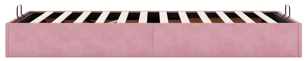 Ottoman Bed Frame No Colchão Rosa 90x190 cm Veludo