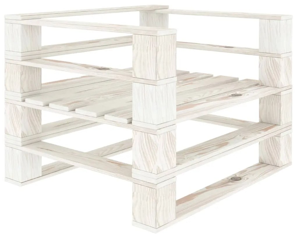 vidaXL Poltrona de paletes para jardim madeira branco