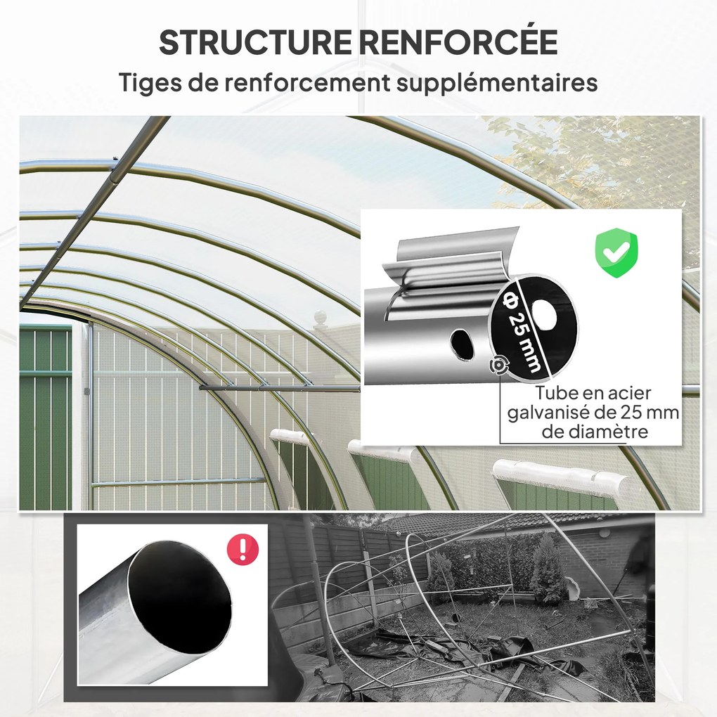 Estufa tipo túnel para jardim 600 x 300 x 200 cm com 18 m², estufa tipo túnel para jardim com portas e 8 janelas, lona de PE de 140 g/m², branca