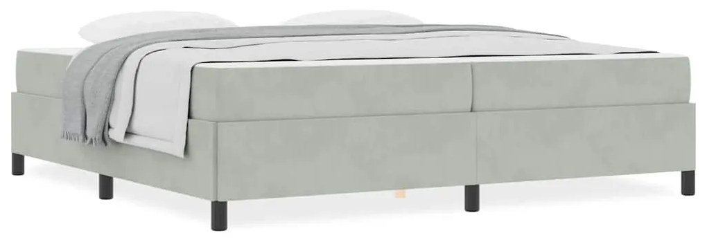 Estrutura da Cama Branco e Cinza Claro 200 x 200 cm Veludo