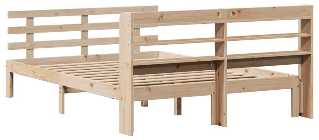 Estrutura de cama com cabeceira 140x200 cm pinho maciço