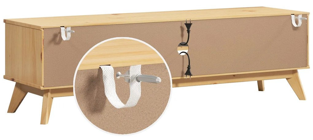 Móvel TV Borneo pinho natural 140x42x40cm certificado FSC Castanho