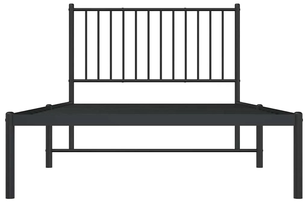Estrutura de cama com cabeceira 100x200 cm metal preto