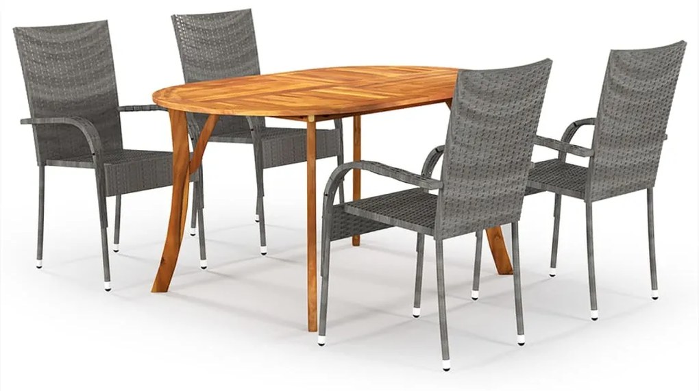 vidaXL 5 pcs conjunto de jantar para jardim cinzento