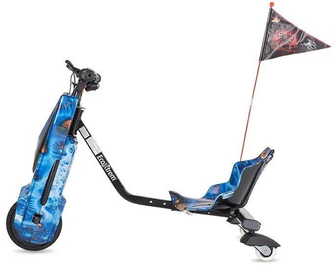 Triciclo de drift de 3 rodas para crianças até 75KG 250W Bateria Litio 36V com ecrã LCD Azul