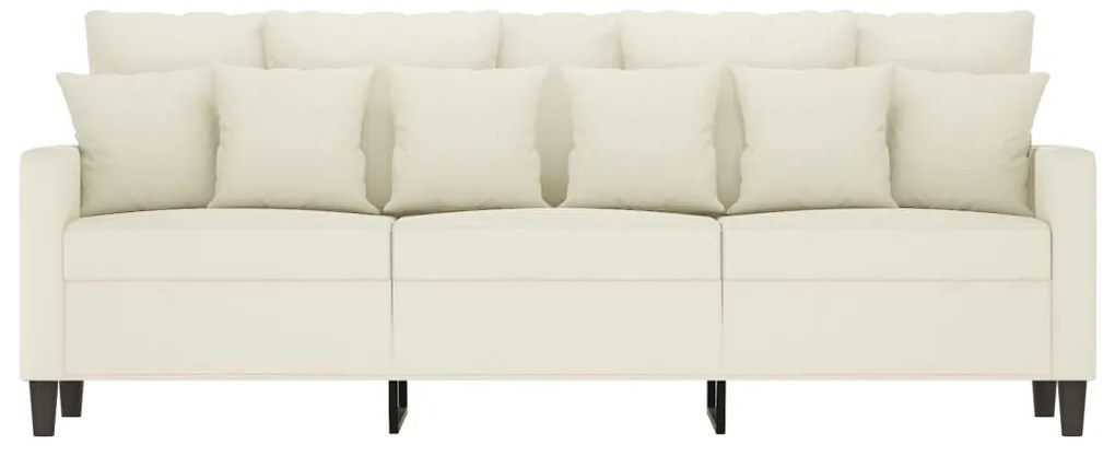 Sofá de 3 lugares 180 cm veludo cor creme