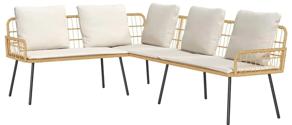 Conjunto de Sofá de Jardim 2 Peças com Almofadas em Rattan Natural