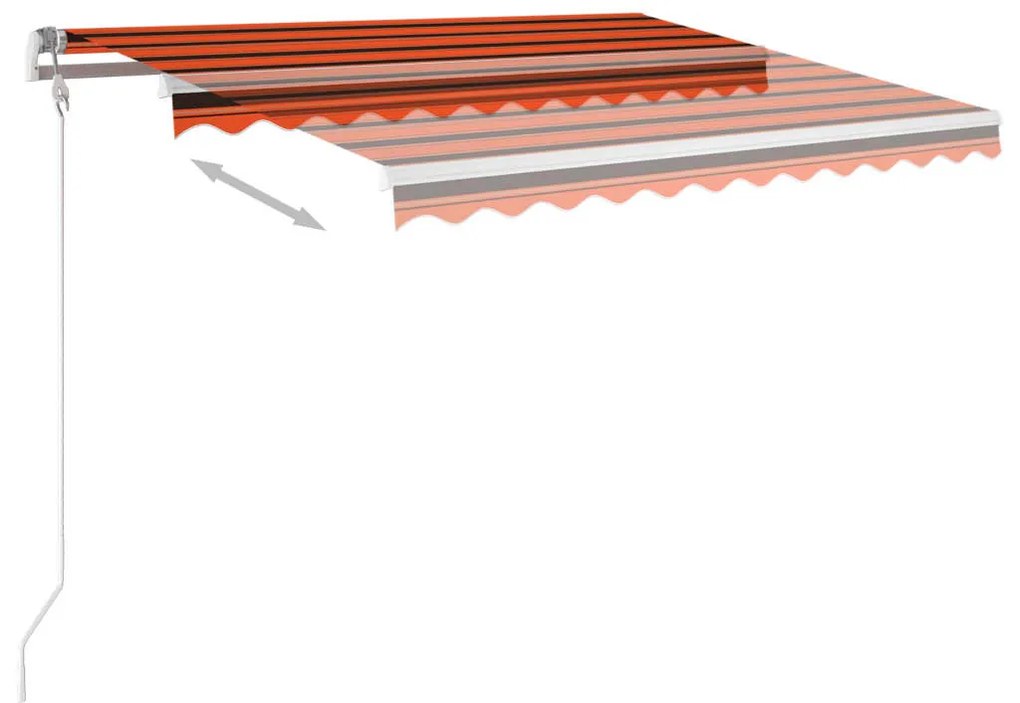 Toldo retrátil automático com postes 3,5x2,5 m laranja/castanho