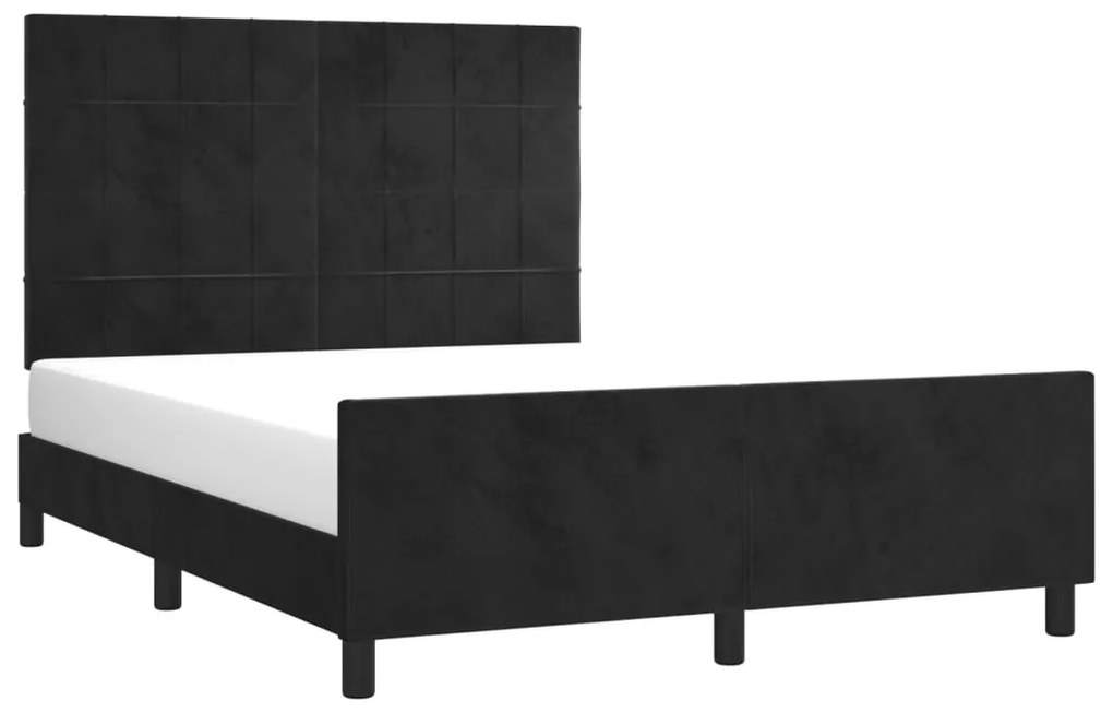 Estrutura de cama sem colchão 140x200 cm veludo preto