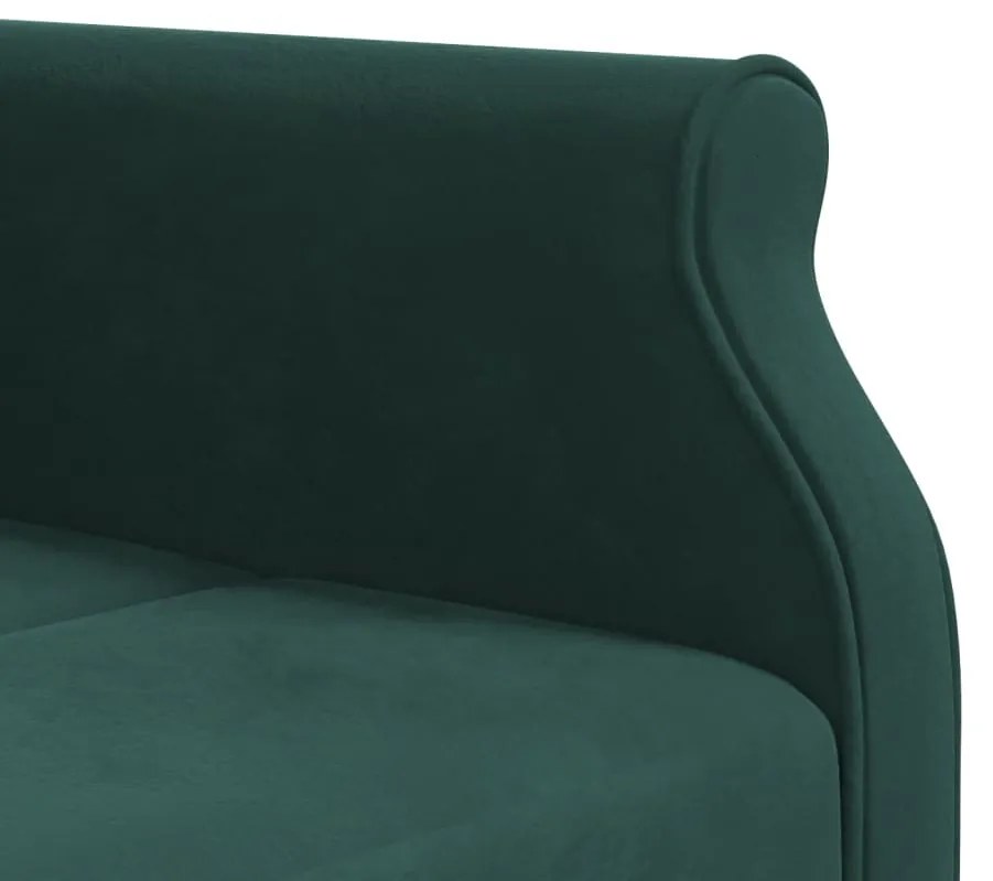 Sofá-cama em forma de L 271x140x70 cm veludo verde-escuro