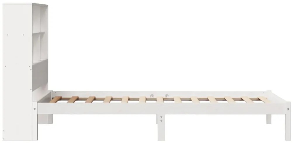 Cama com estante sem colchão 90x200 cm pinho maciço branco