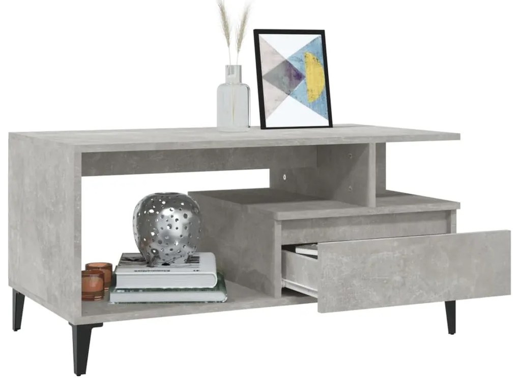 Mesa de centro 90x49x45 derivados de madeira cinzento cimento