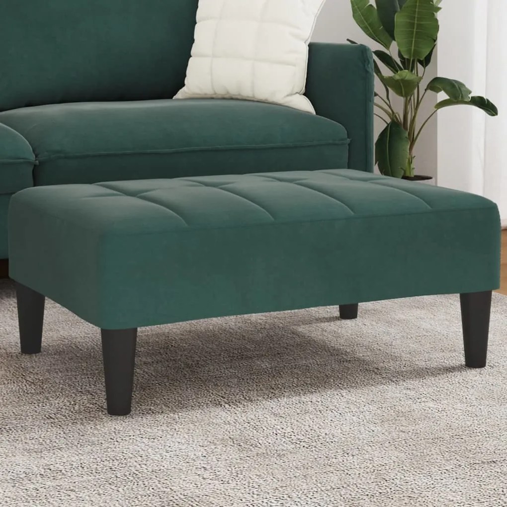 Apoio de pés 77x55x31 cm veludo verde-escuro