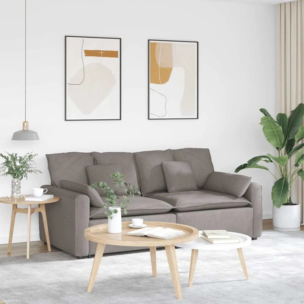 Sofá modular com almofadas castanho-acinzentado