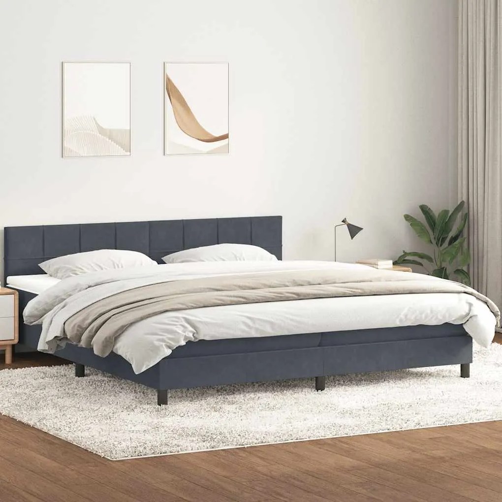 vidaXL Cama com molas/colchão 180x220 cm veludo cinzento-escuro