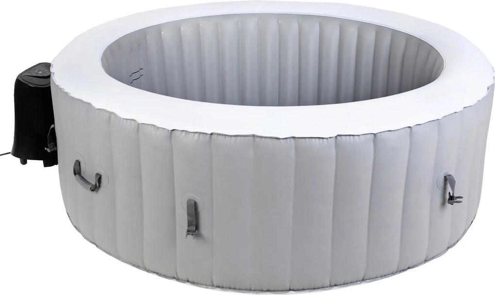 Spa insuflável portátil para 4 Pessoas com bolhas, banheira de hidromassagem, jacuzzi, cinzento