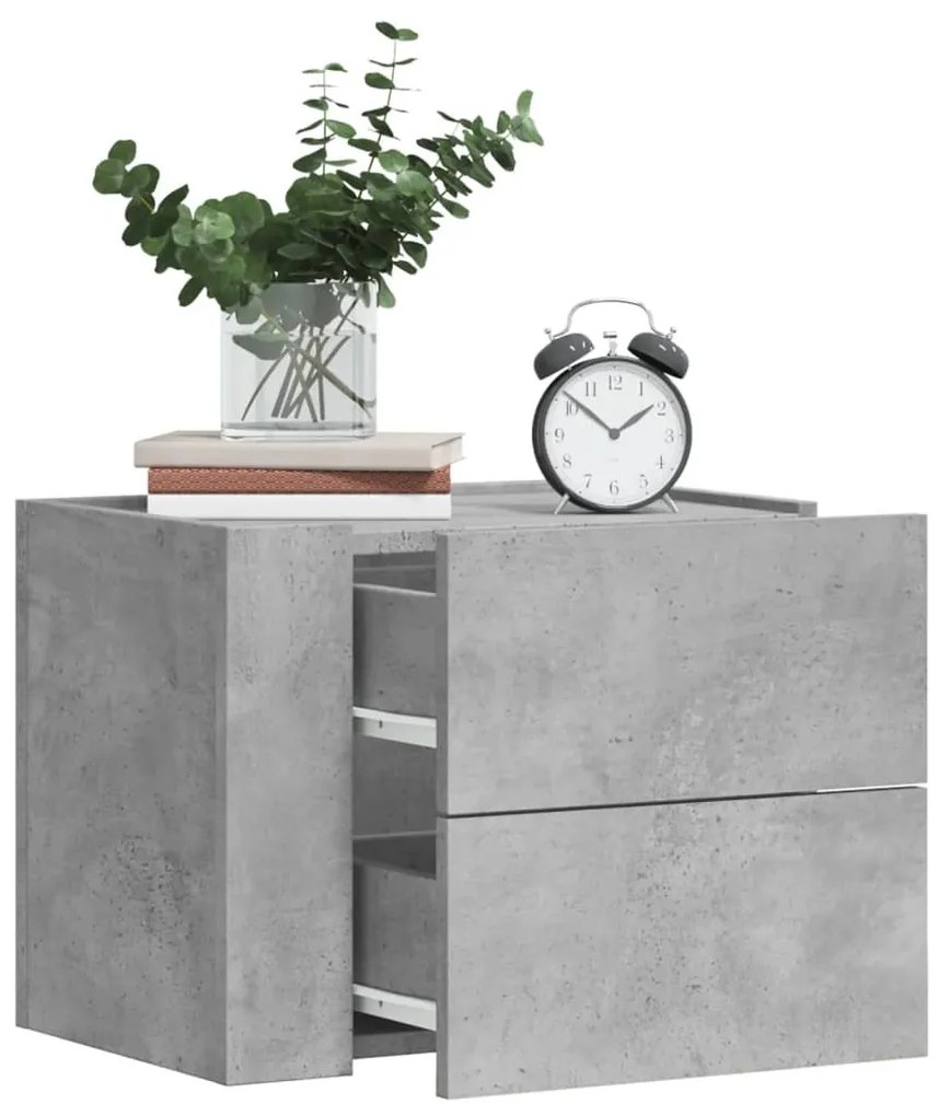 Mesa de cabeceira de parede 45x30x35 cm cinzento cimento