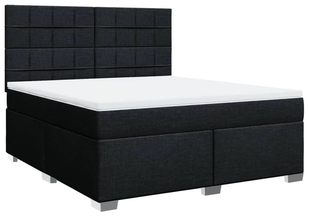Cama com molas/colchão 180x200 cm tecido preto