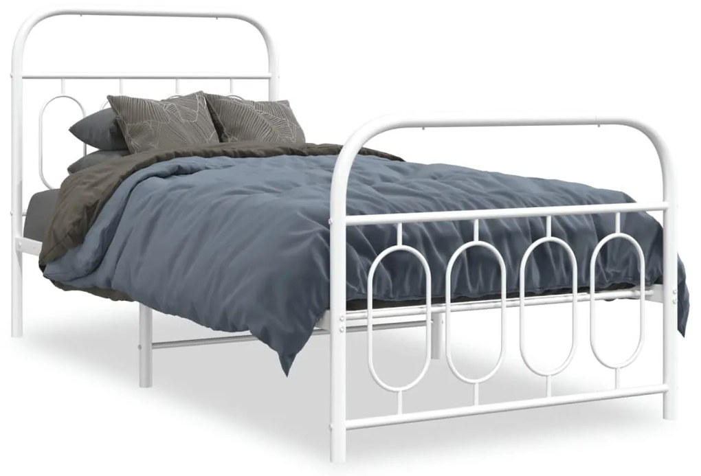 Estrutura de cama com cabeceira e pés 80x200 cm metal branco