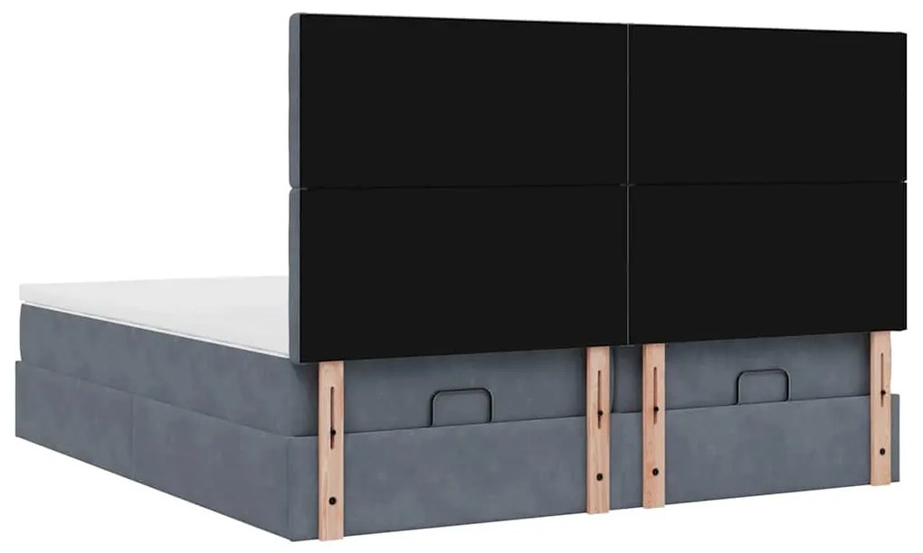 Estrutura cama otomana colchões 160x200 cm cinzento escuro
