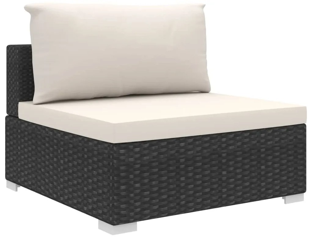 9 pcs conjunto lounge de jardim c/ almofadões vime PE preto